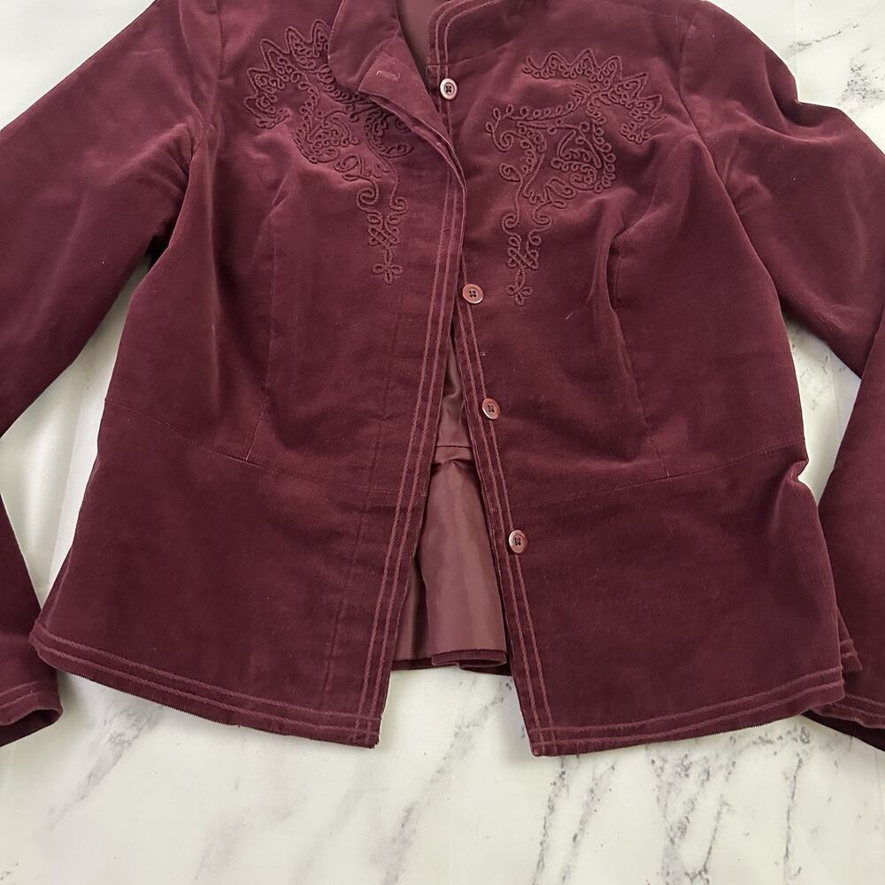 Hillard Hanson Womens Vintage y2k Corduroy Blazer Jacket Size S Purple Floral - Picture 5 of 11